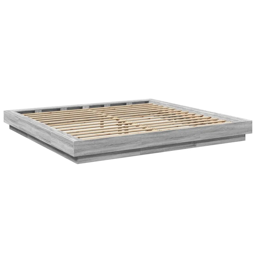 Cadre de lit sans matelas sonoma gris 200x200 cm - 6
