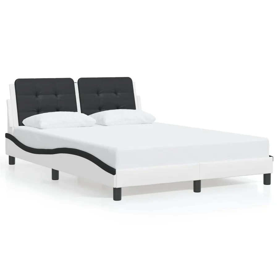 Cadre de lit avec LED sans matelas Zadar blanc et noir 140x190 cm