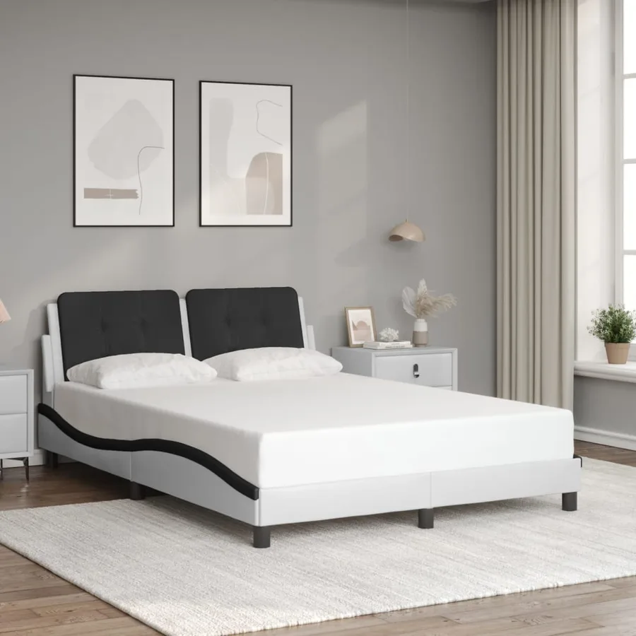 Cadre de lit avec LED sans matelas Zadar blanc et noir 140x190 cm - 5
