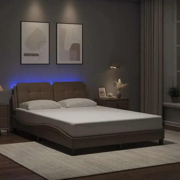 Cadre de lit avec LED sans matelas Zadar cappuccino 120x200 cm