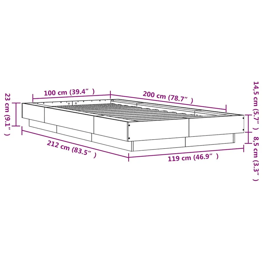 Cadre de lit sans matelas blanc 100x200 cm - 10