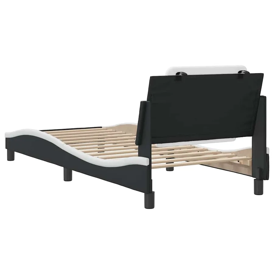 Cadre de lit sans matelas Zadar noir et blanc 100x200 cm similicuir - 6