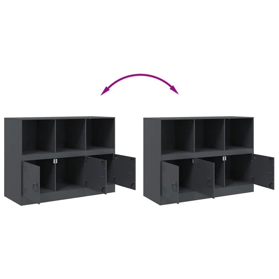 Buffet anthracite 99x39x73 cm acier - 10