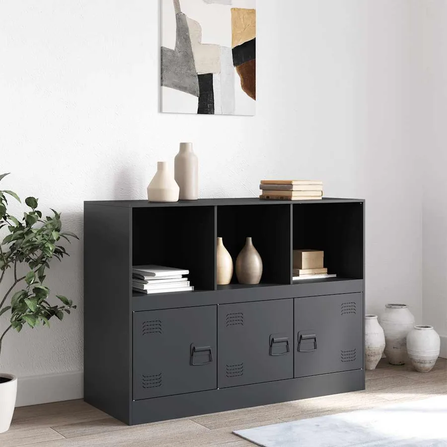 Buffet anthracite 99x39x73 cm acier - 3