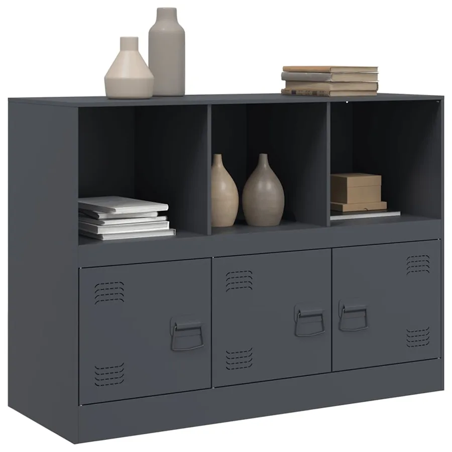 Buffet anthracite 99x39x73 cm acier - 4