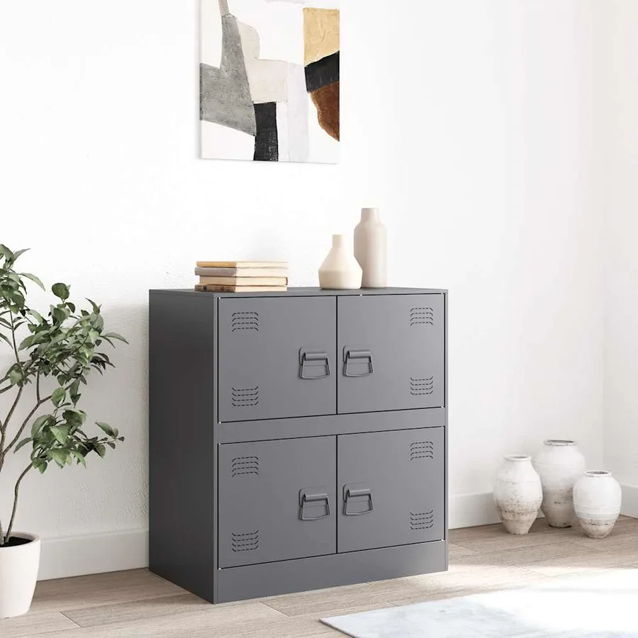 Buffet anthracite 67x39x73 cm acier - 3