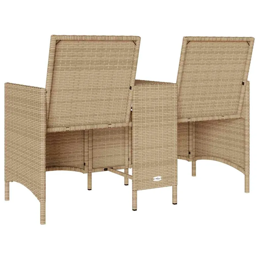 Canapé de jardin 2 places avec table et coussins résine tressée - 6