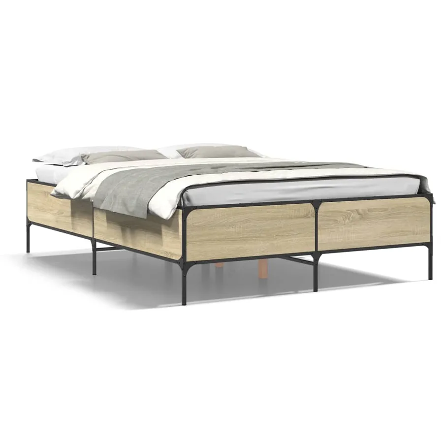 Cadre de lit sans matelas chêne sonoma 150x200 cm - 2