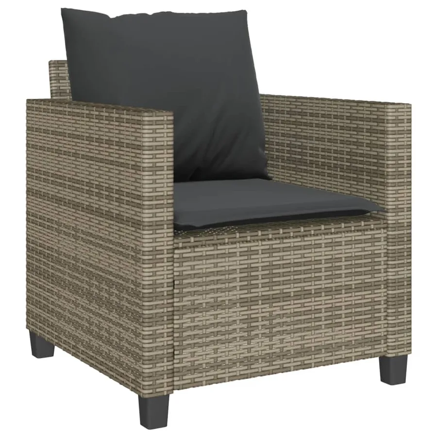 Ensemble de bistro 3 pcs avec coussins gris résine tressée - 4