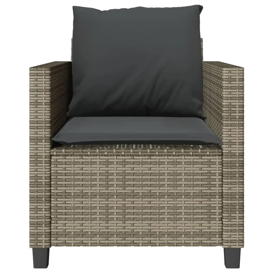 Ensemble de bistro 3 pcs avec coussins gris résine tressée - 5