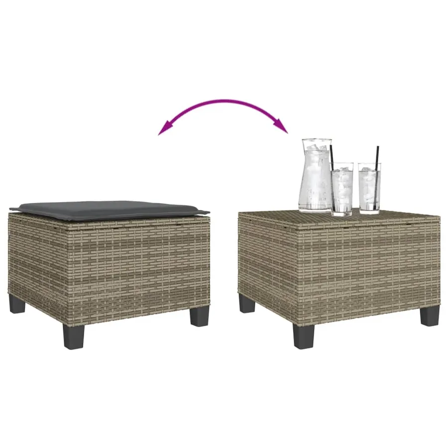 Ensemble de bistro 3 pcs avec coussins gris résine tressée - 9