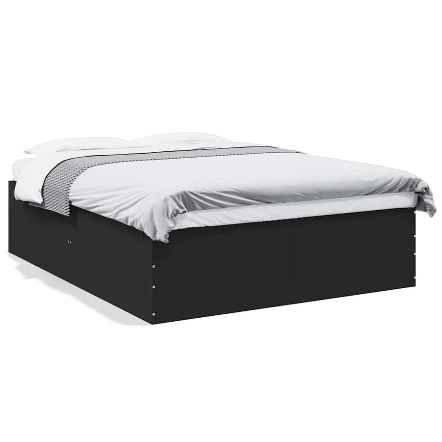 Cadre de lit sans matelas noir 150x200 cm - 2