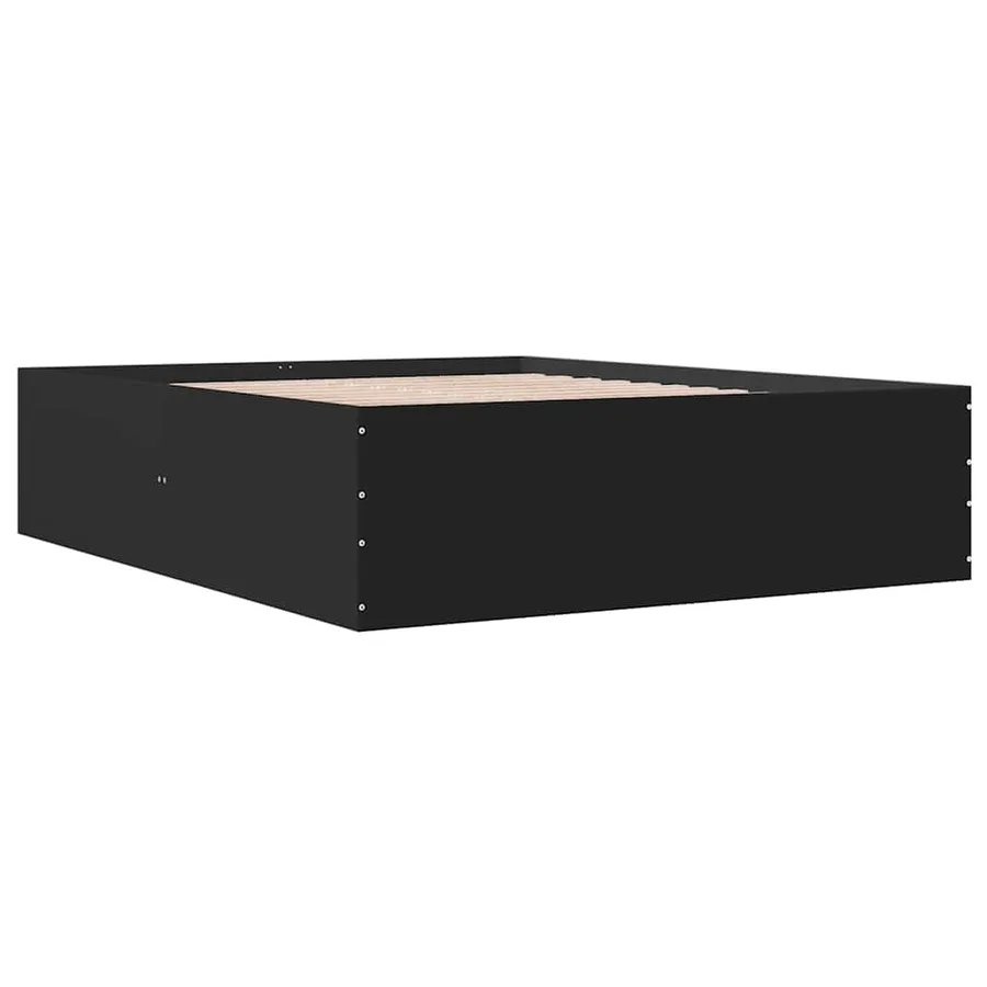 Cadre de lit sans matelas noir 150x200 cm - 6