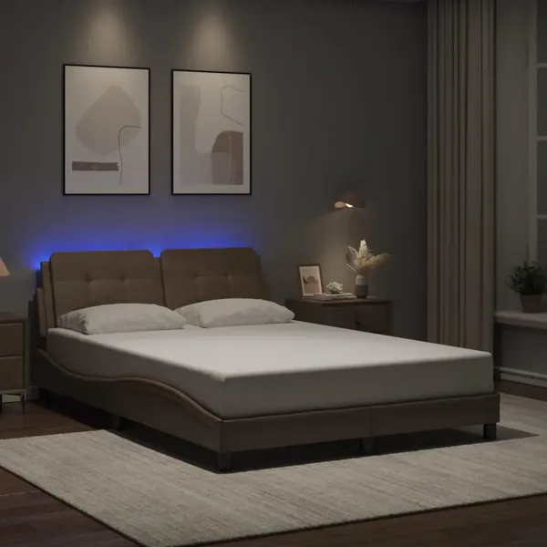 Cadre de lit avec LED sans matelas Zadar cappuccino 140x200 cm