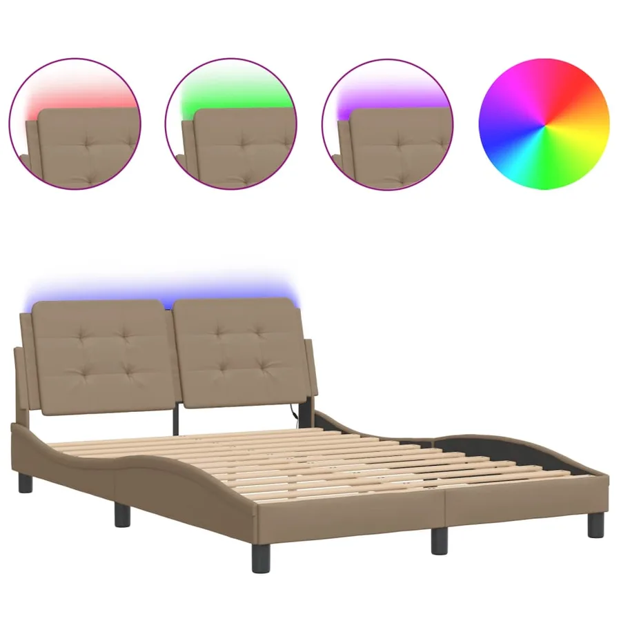 Cadre de lit avec LED sans matelas Zadar cappuccino 140x200 cm - 2