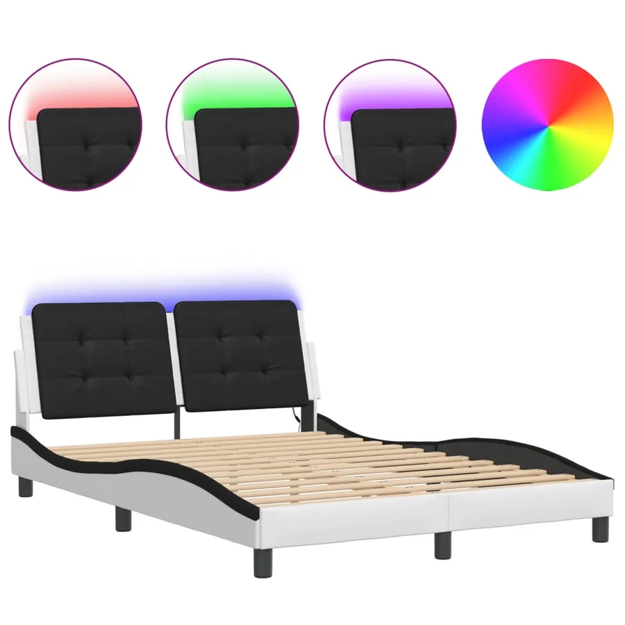 Cadre de lit avec LED sans matelas Zadar blanc et noir 120x200 cm - 2