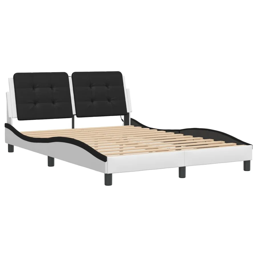 Cadre de lit avec LED sans matelas Zadar blanc et noir 120x200 cm - 3