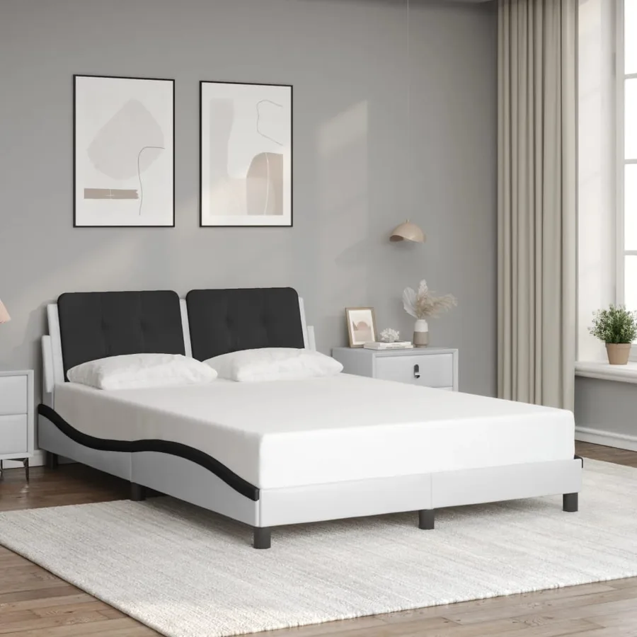 Cadre de lit avec LED sans matelas Zadar blanc et noir 120x200 cm - 4