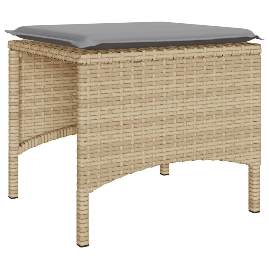 Canapé de jardin 2 places avec table et tabourets beige rotin - 8
