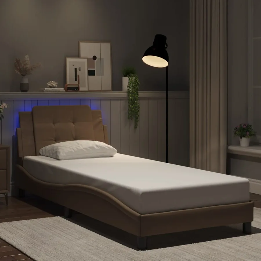 Cadre de lit avec LED sans matelas Zadar cappuccino 90x190 cm
