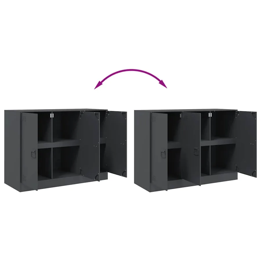 Buffet anthracite 99x39x73 cm acier - 10