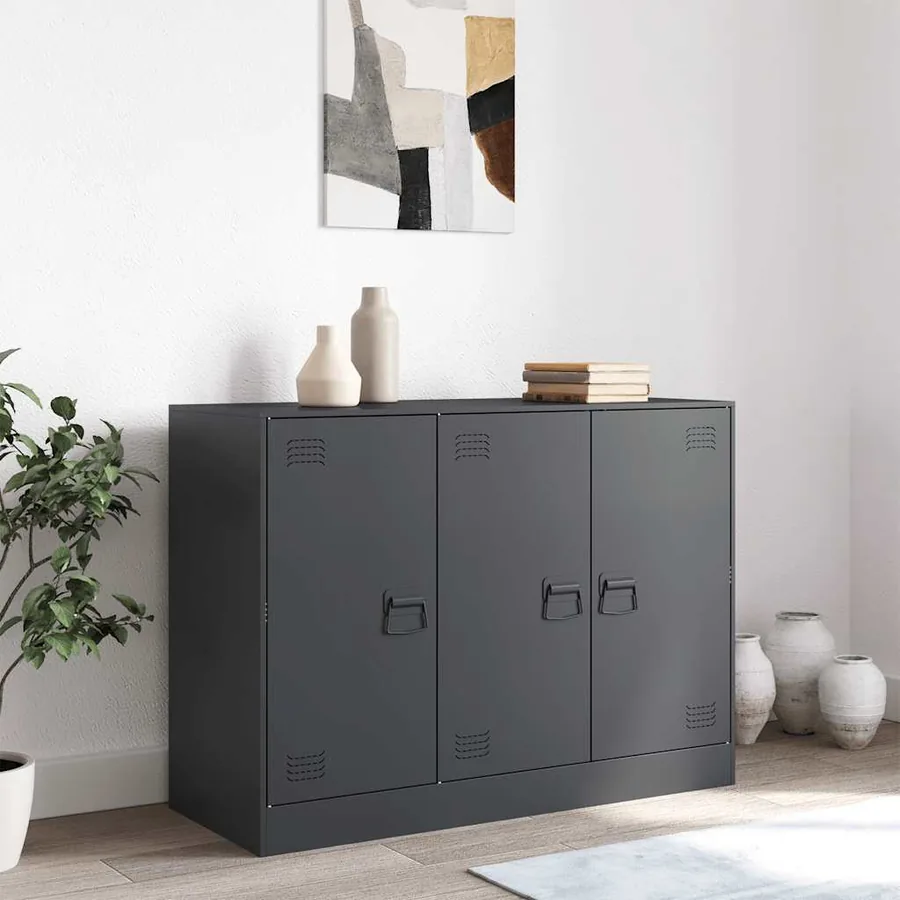 Buffet anthracite 99x39x73 cm acier - 3