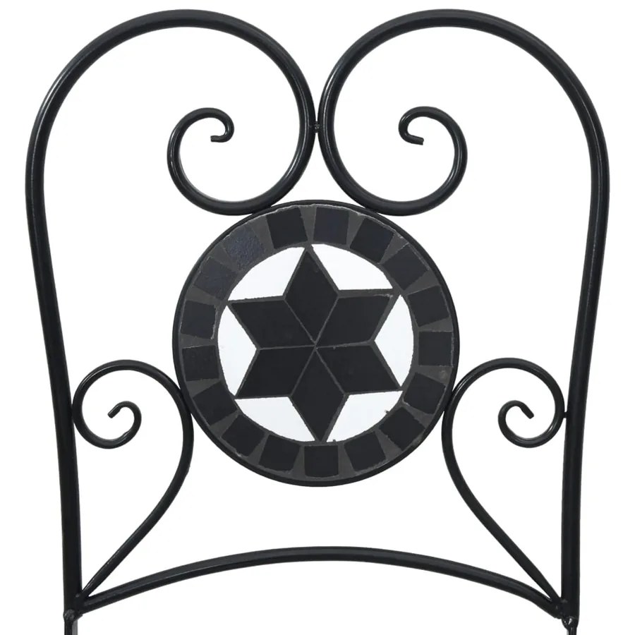 Chaises de bistro pliables lot de 2 noir et blanc céramique - 11