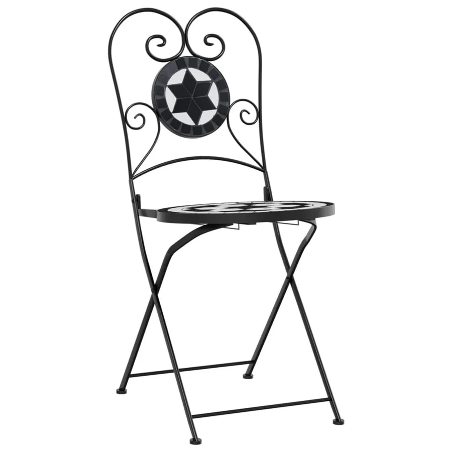 Chaises de bistro pliables lot de 2 noir et blanc céramique - 4