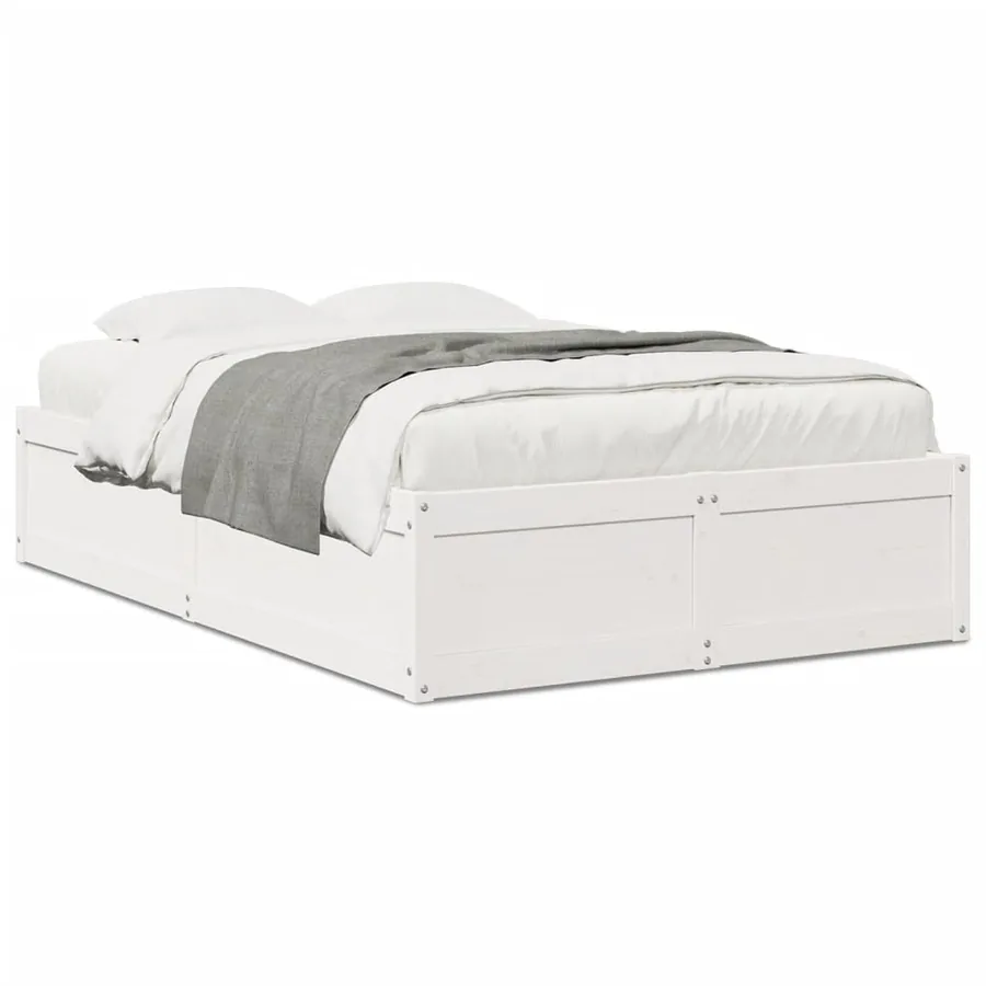 Cadre de lit sans matelas blanc 135x190 cm bois de pin massif - 2