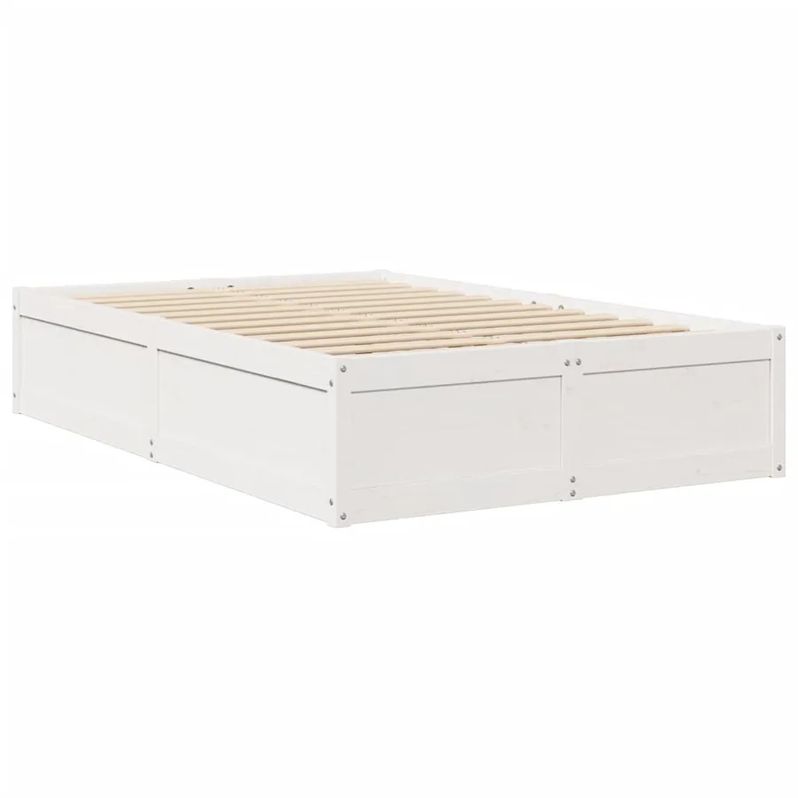 Cadre de lit sans matelas blanc 135x190 cm bois de pin massif - 3