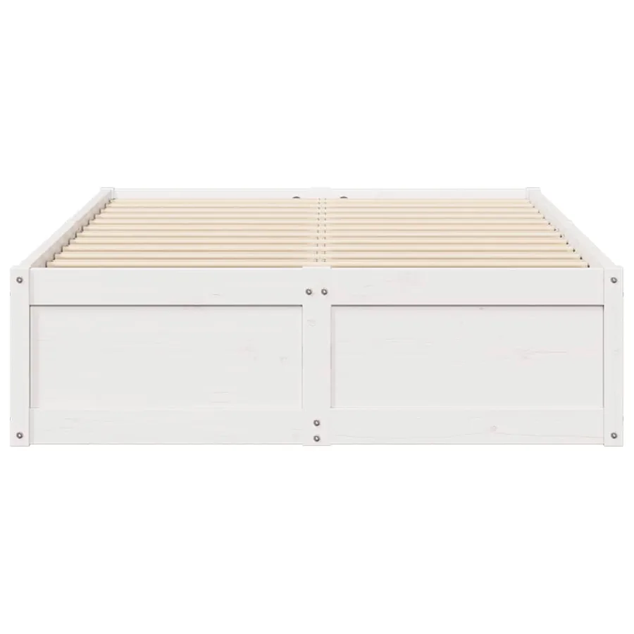 Cadre de lit sans matelas blanc 135x190 cm bois de pin massif - 4