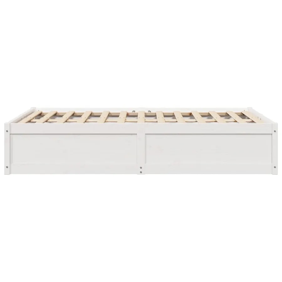 Cadre de lit sans matelas blanc 135x190 cm bois de pin massif - 5