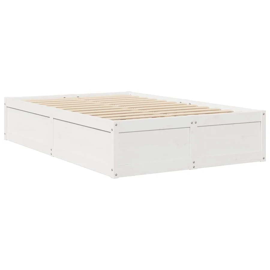 Cadre de lit sans matelas blanc 135x190 cm bois de pin massif - 6