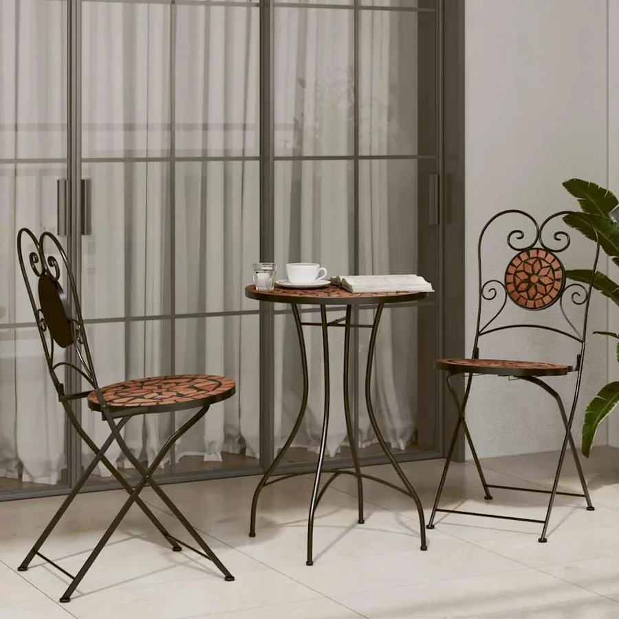 Ensemble de bistro mosaïque terre cuite fer et céramique
