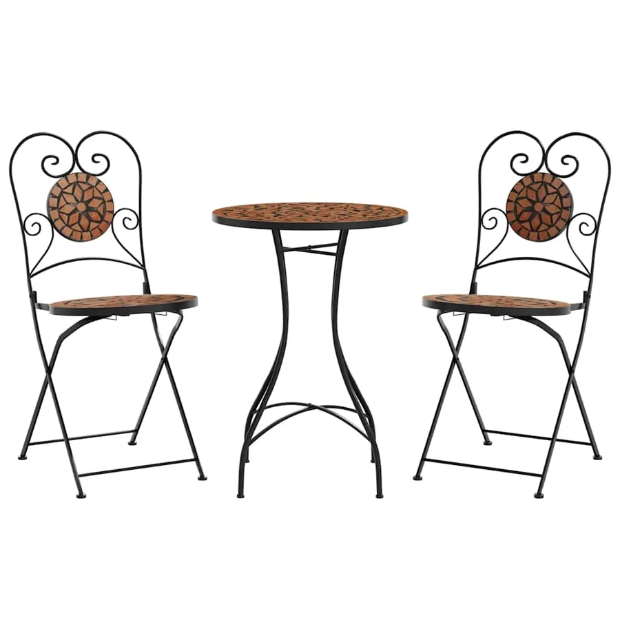 Ensemble de bistro mosaïque terre cuite fer et céramique - 2