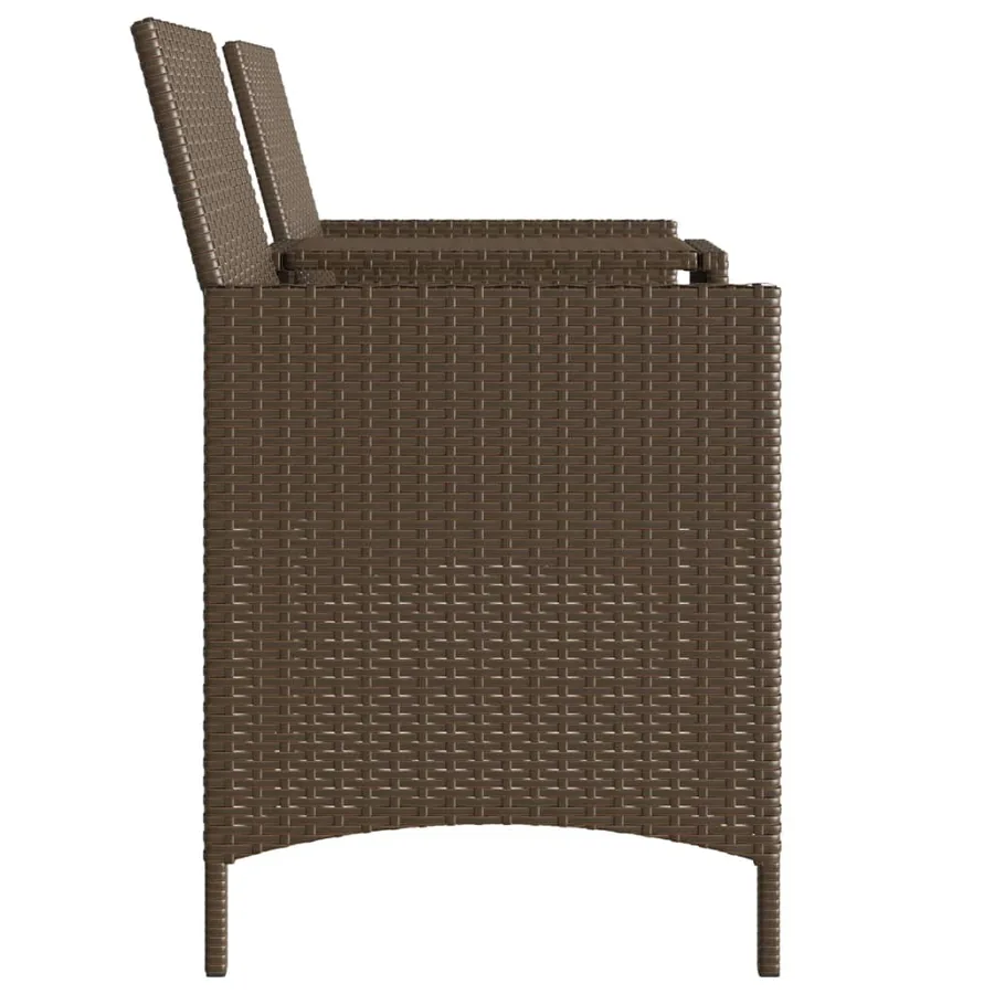 Canapé de jardin 2 places avec table et tabourets marron rotin - 6