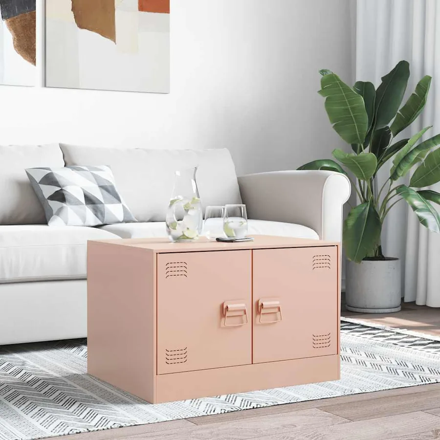 Table basse rose 67x50x44 cm acier - 3