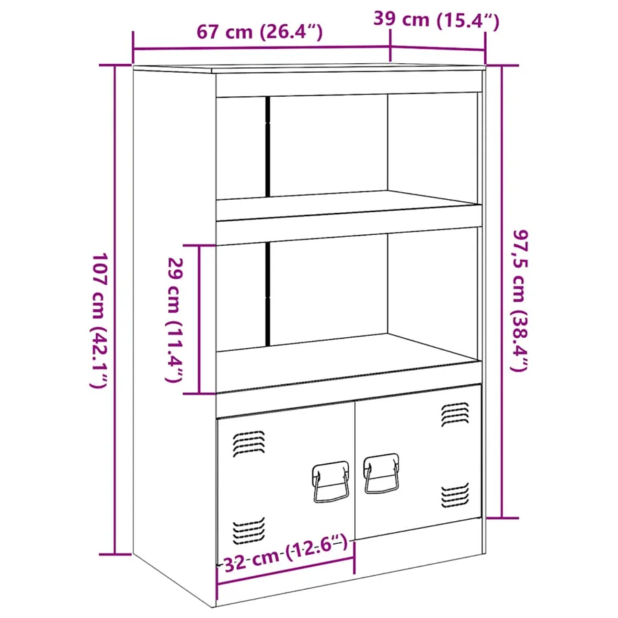 Buffet blanc 67x39x107 cm acier - 14