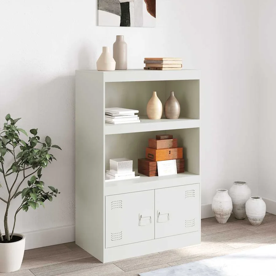 Buffet blanc 67x39x107 cm acier - 3