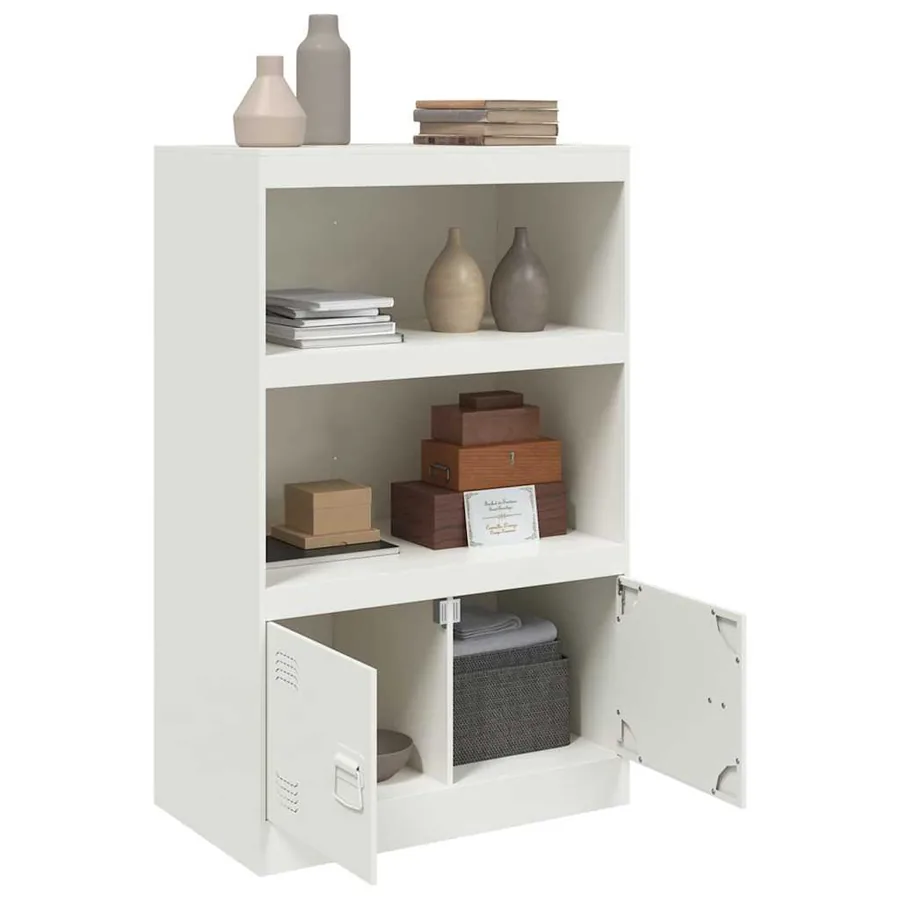 Buffet blanc 67x39x107 cm acier - 4