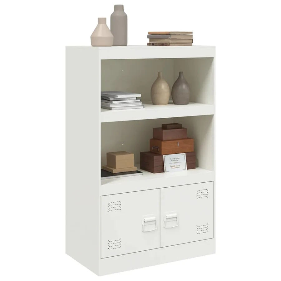 Buffet blanc 67x39x107 cm acier - 5