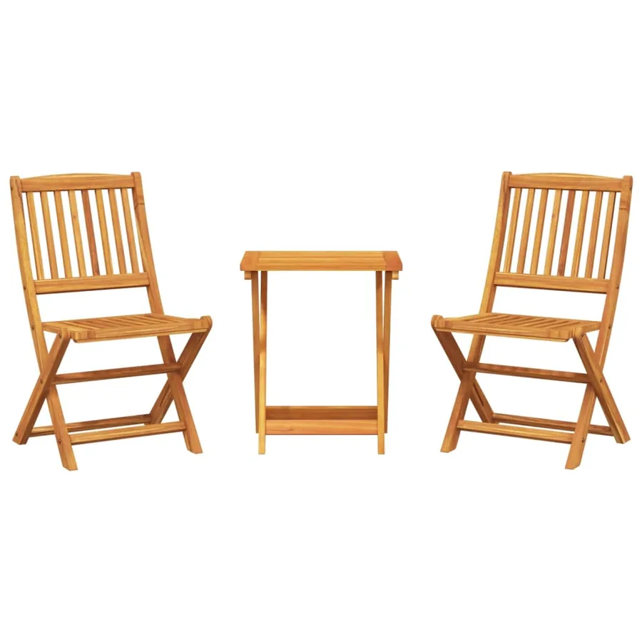 Ensemble à manger de jardin pliable 3 pcs bois d'acacia massif - 2