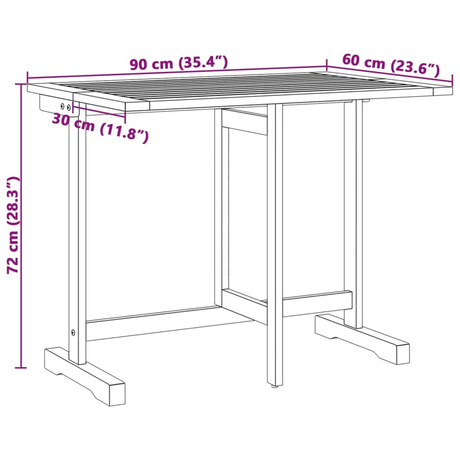 Ensemble à manger de jardin pliable 3 pcs bois d'acacia massif - 10