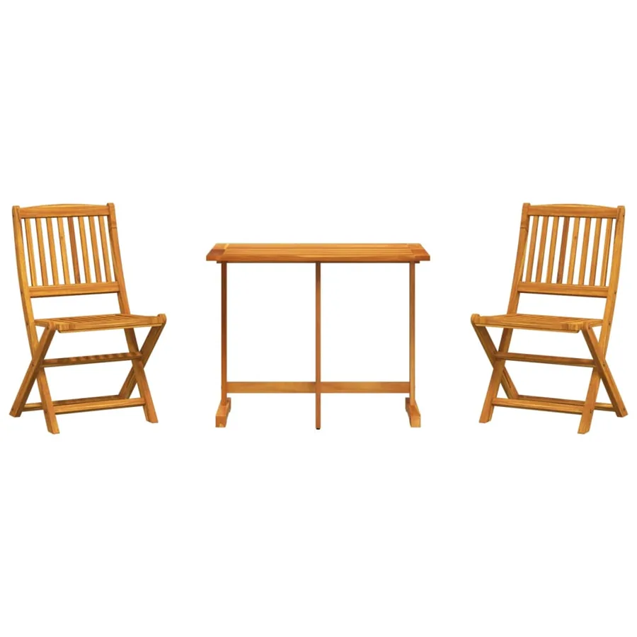 Ensemble à manger de jardin pliable 3 pcs bois d'acacia massif - 2