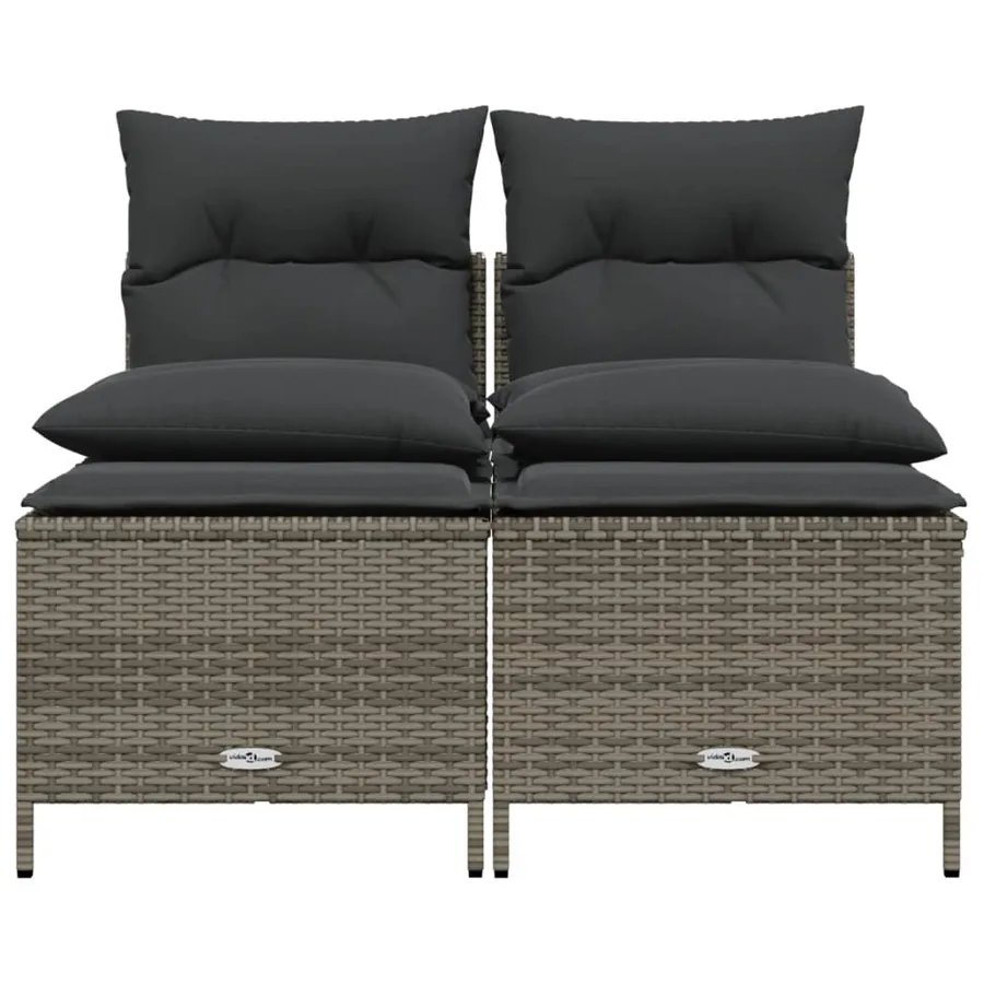 Salon de jardin 4 pcs avec coussins gris résine tressée - 3