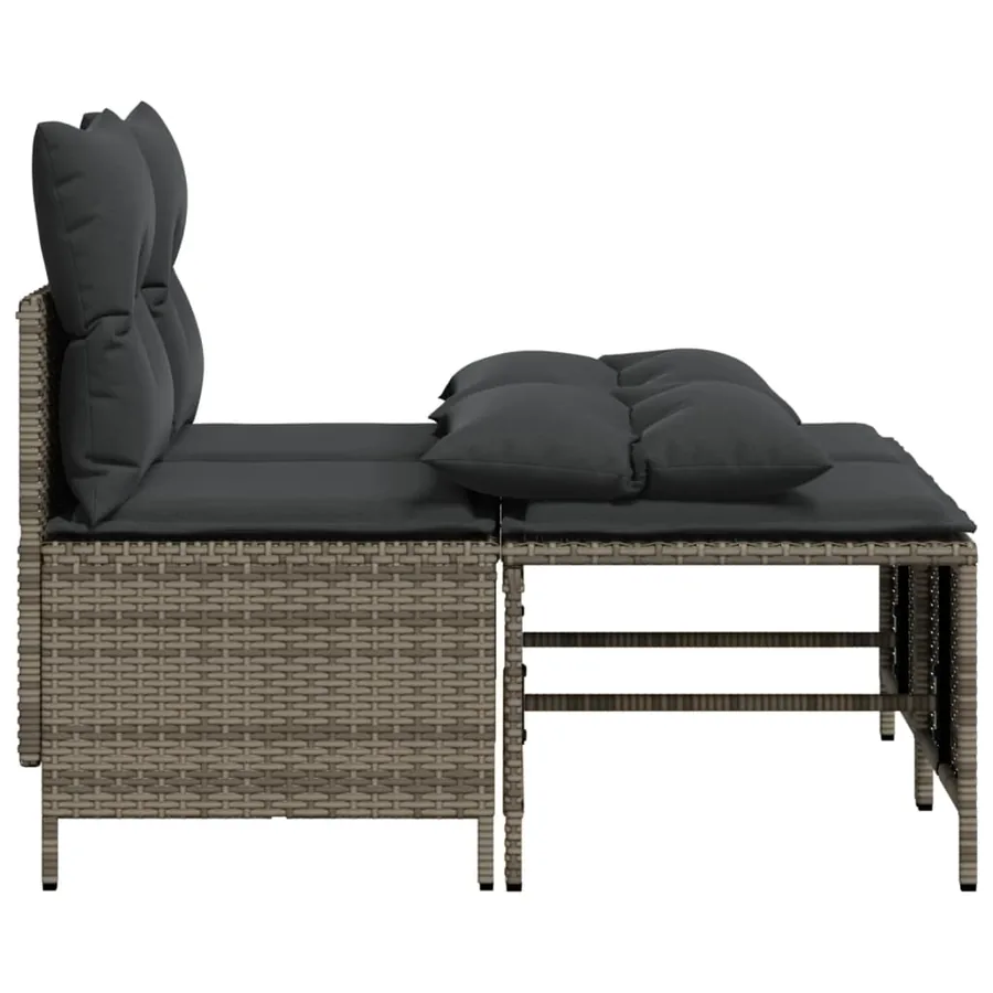 Salon de jardin 4 pcs avec coussins gris résine tressée - 4