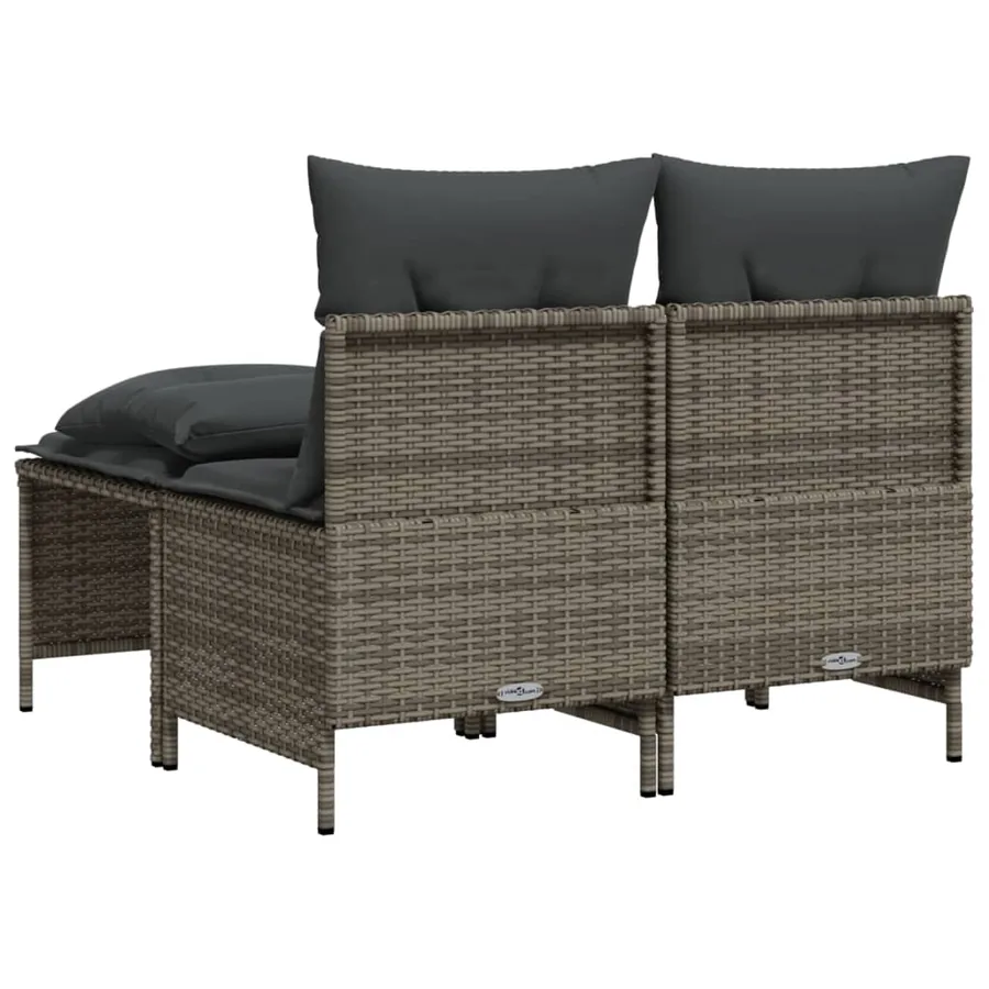 Salon de jardin 4 pcs avec coussins gris résine tressée - 5