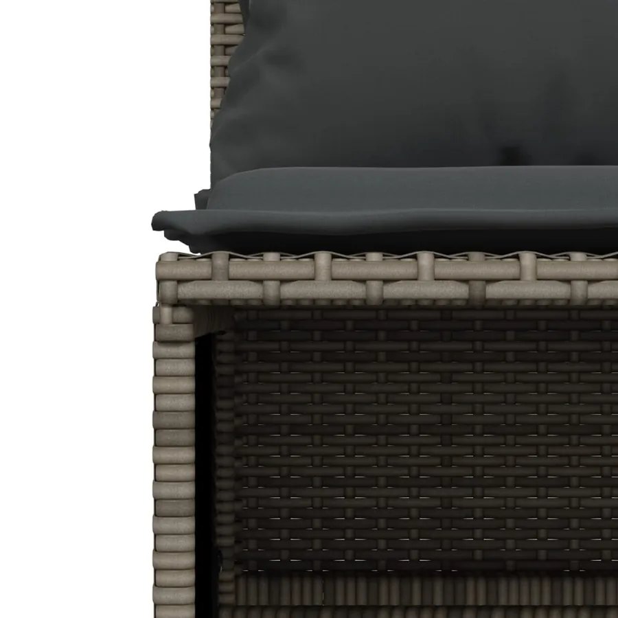 Salon de jardin 4 pcs avec coussins gris résine tressée - 6