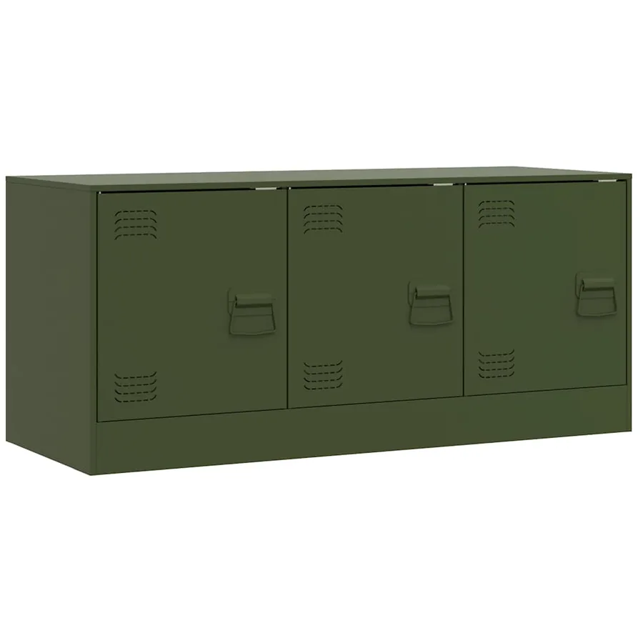 Meuble TV vert olive 99x39x44 cm acier - 2