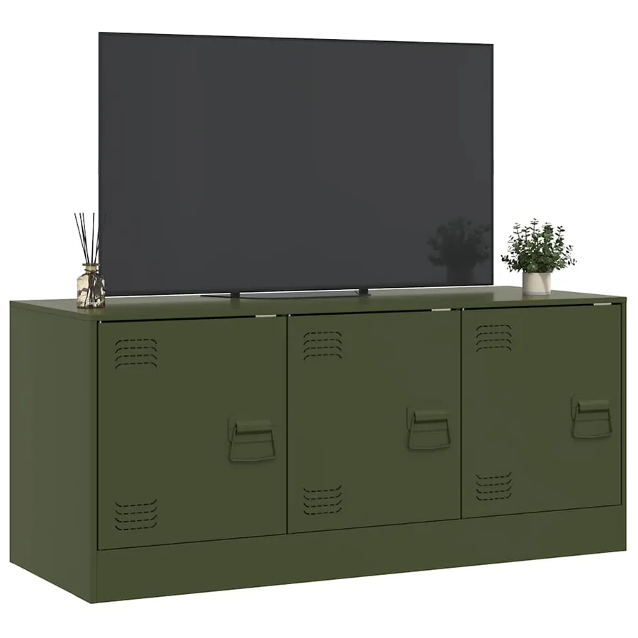 Meuble TV vert olive 99x39x44 cm acier - 5